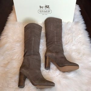 Coach suede pieced knee high boots, never worn